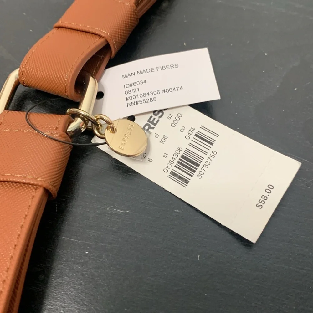 Express Tan Faux Leather 58” Dog Leash and Bag Set- NWT